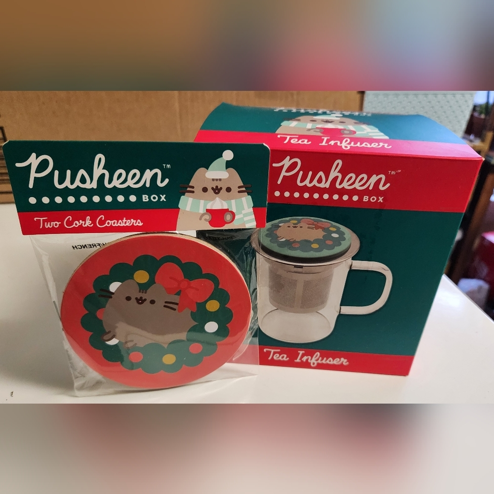 Pusheen Christmas Box 2023 Tea Infuser and Coasters